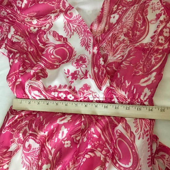 TAYLOR Floral Midi Dress Faux Wrap Pink White Women’s Plus Size 16W - Picture 13 of 16
